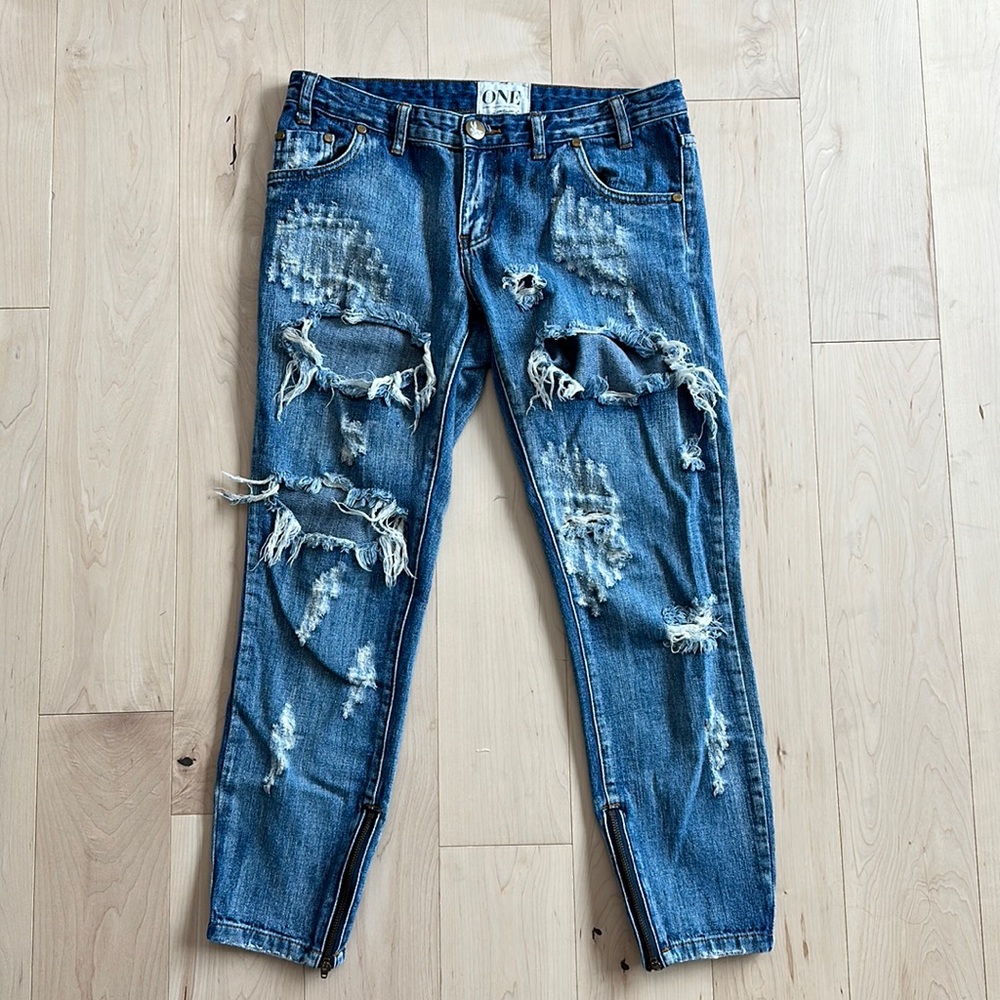 One teaspoon ripped low rise jeans